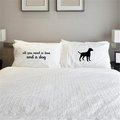 One Bella Casa One Bella Casa 74001PCE59 Love & Dogs Pillowcases; Black - Set of 2 74001PCE59